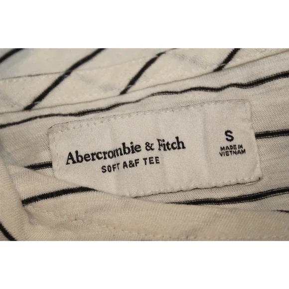 Abercrombie & Fitch Soft A&F Tee Cream Black Stripe Long Sleeve Shirt Top Size S - Picture 3 of 5